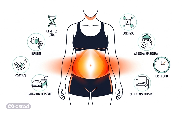 عوامل موثر در چاقی شکم و پهلو