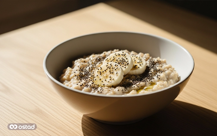 فرنی جو دوسر با موز و تخم چیا