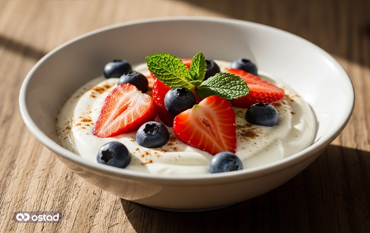 ماست پروبیوتیک با میوه‌های کم‌فروکتوز