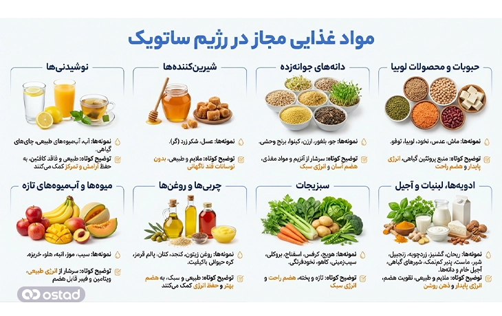 مواد غذایی مجاز در رژیم ساتویک