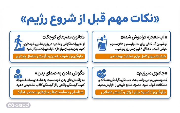 نکات مهم قبل از شروع رژیم