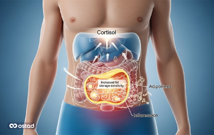 اثر کورتیزول بر افزایش چربی احشایی
