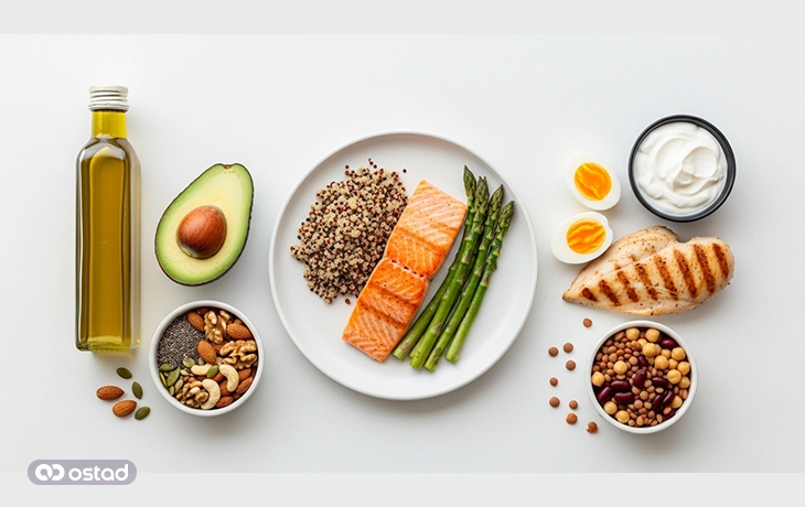تصویر پروتئین‌ها و چربی‌های مفید برای PCOS
