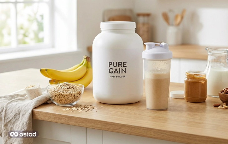 عکس مکمل گینر (Weight Gainer) به همراه چند مکمل طبیعی دیگر