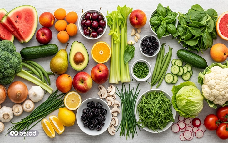 میوه‌ها و سبزیجات رژیم غذایی قلیایی