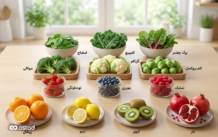 میوه‌ها و سبزیجات مفید برای آندومتریوز 