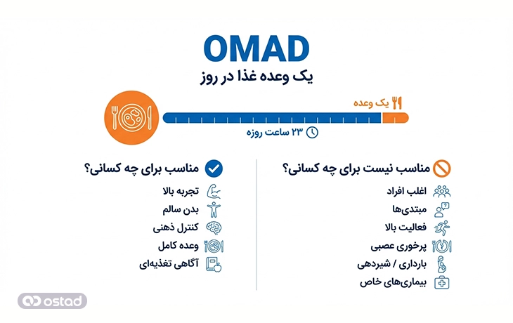 اینفوگرافی OMAD (یک وعده غذا در روز)