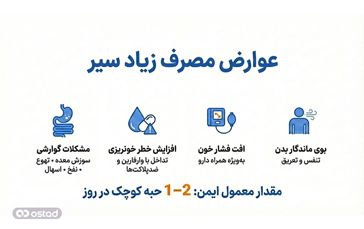 اینفوگرافیک عوارض مصرف زیاد سیر