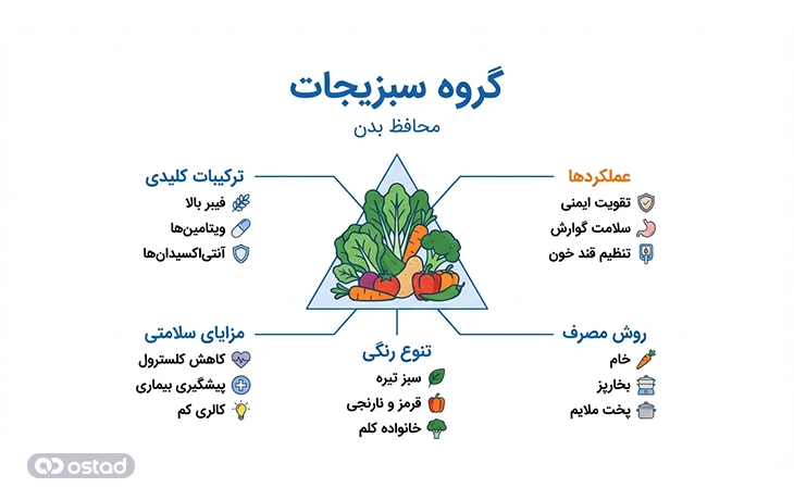 اینفوگرافی گروه سبزیجات هرم غذایی