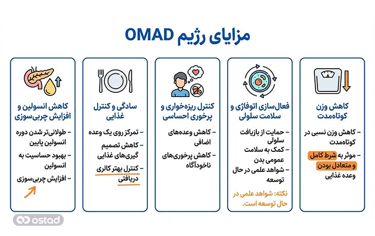 اینفوگرافی مزایای رژیم OMAD