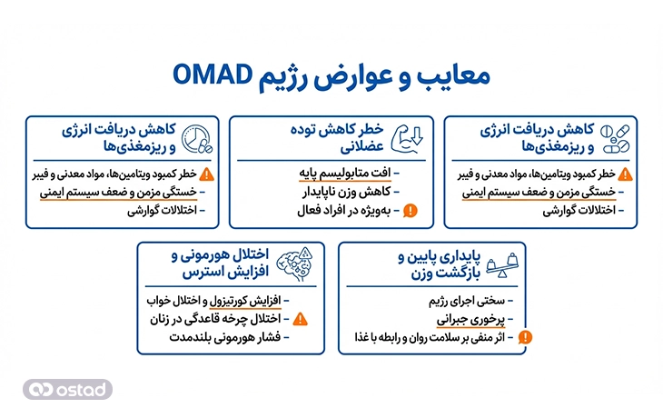 اینفوگرافی معایب و عوارض رژیم OMAD