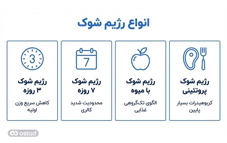 اینفوگرافی انواع رژیم شوک