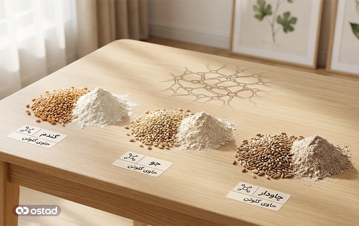 گندم، جو و چاودار با نماد گلوتن