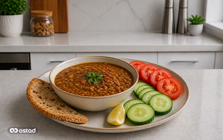 عدسی با نان سبوس‌دار