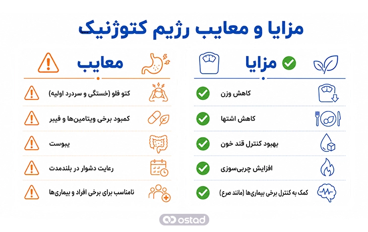 اینفوگرافیک مزایا و معایب رژیم کتوژنیک