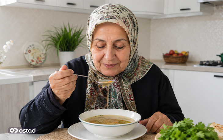 سوپ رقیق برای تامین آب مورد نیاز بدن سالمندان