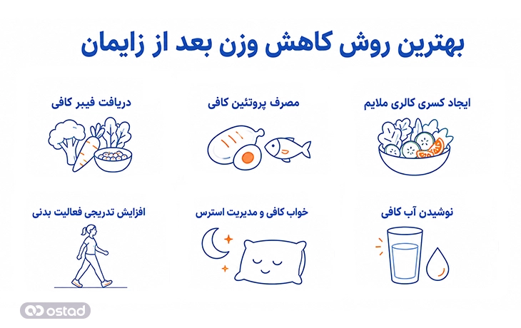 اینفوگرافی بهترین روش کاهش وزن بعد از زایمان