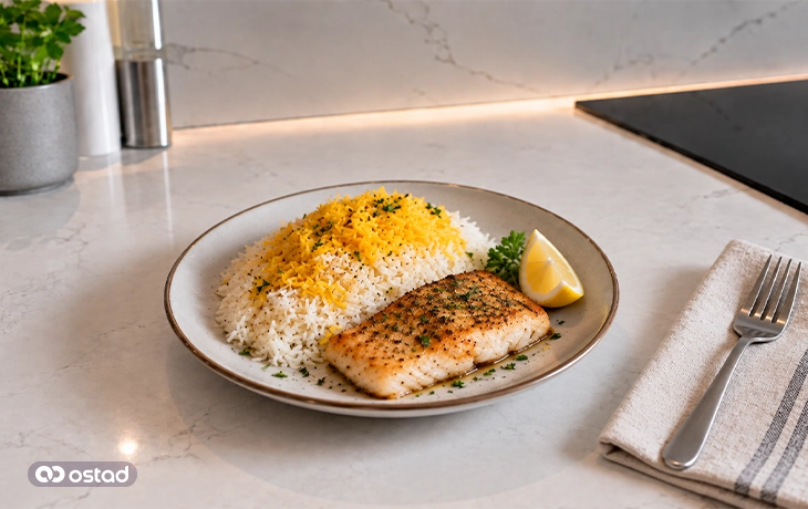 برنج با مقداری ماهی