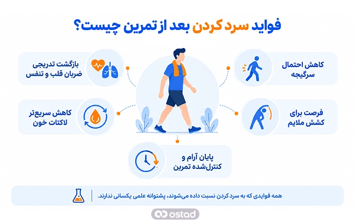 اینفوگرافیک فواید سرد کردن بعد از تمرین چیست؟
