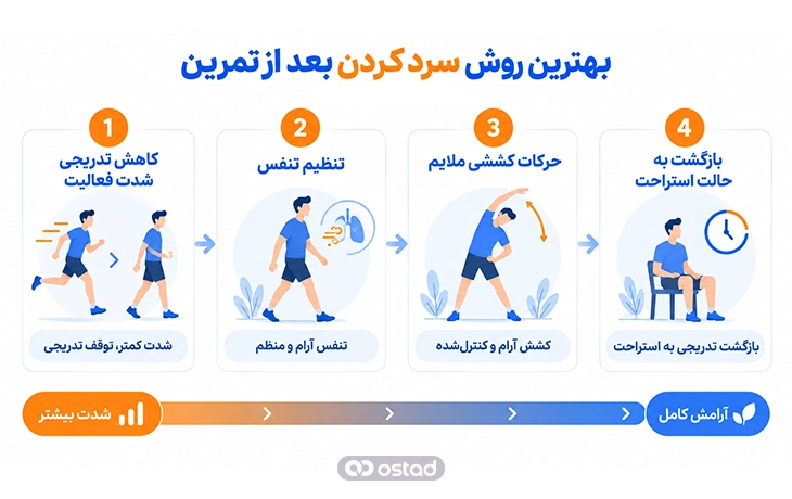 نمودار بهترین روش سرد کردن بعد از تمرین
