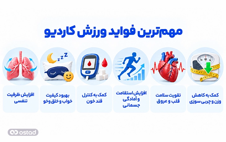 مهم‌ترین فواید ورزش کاردیو